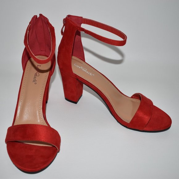 Lov Mark Women's New Red Open Toe Red Heels US 7.5 - Picture 1 of 10